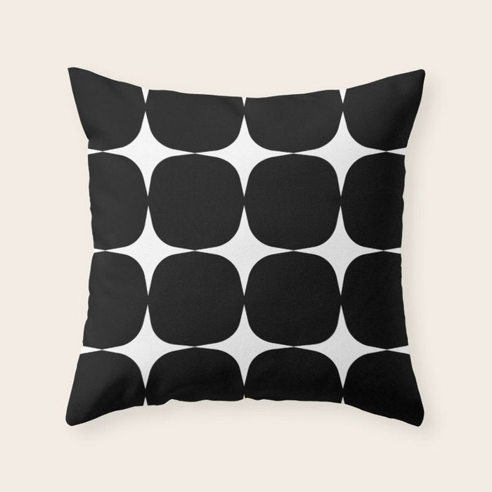 Retro '50s Shapes in Black and White Throw Pillow Gallery Image 1