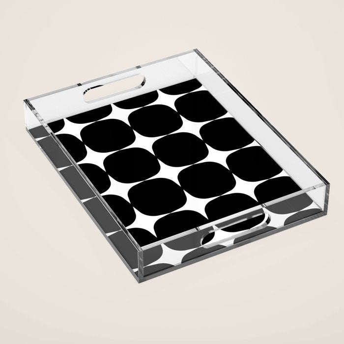Retro '50s Shapes in Black and White Acrylic Tray Gallery Image 1