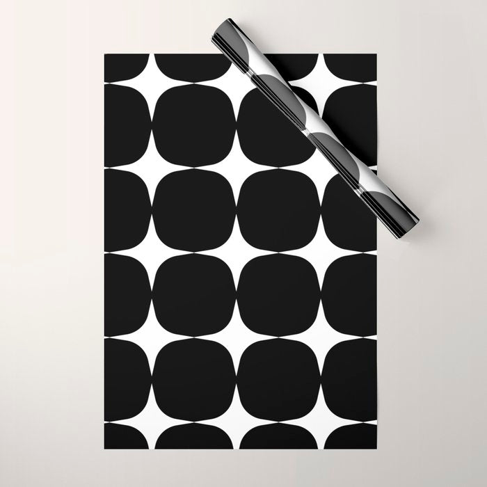 Retro '50s Shapes in Black and White Wrapping Paper Gallery Image 1