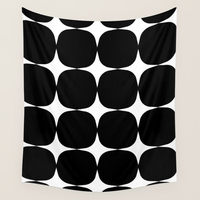 Retro '50s Shapes in Black and White Wall Tapestry Gallery Image 4
