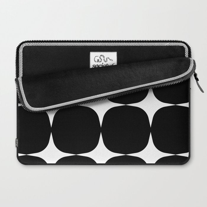 Retro '50s Shapes in Black and White Laptop Sleeve Gallery Image 2