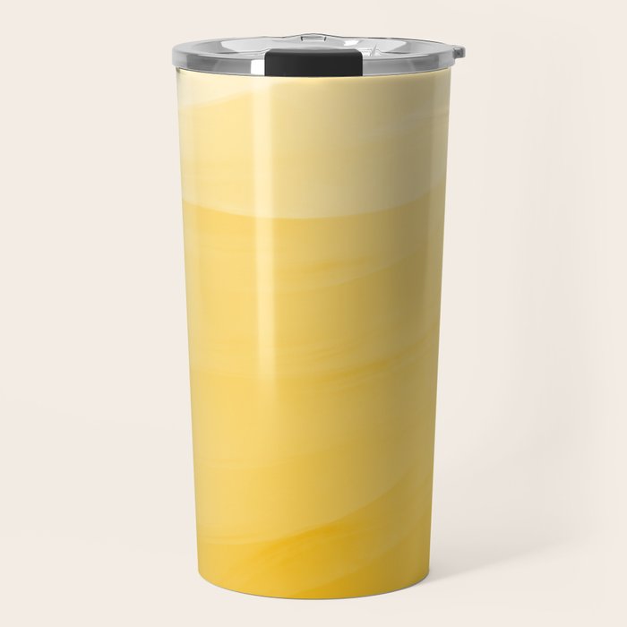 Monochromatic Pale Yellow into Gold Abstract Painting Travel Mug Gallery Image 1