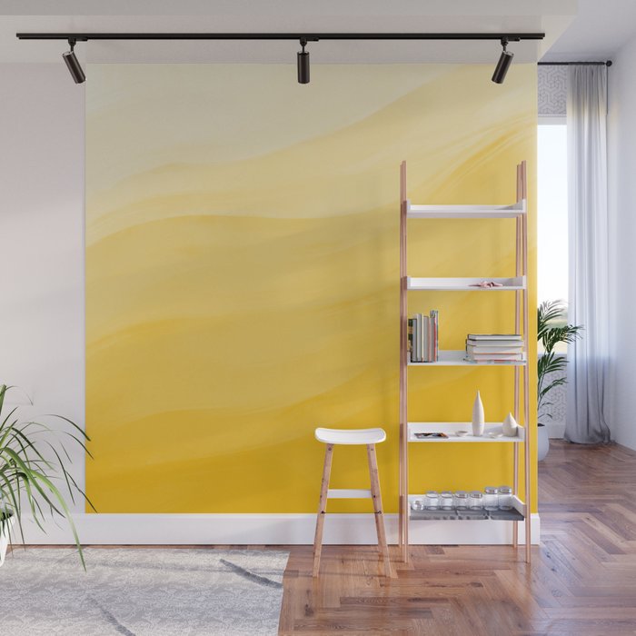 Monochromatic Pale Yellow into Gold Abstract Painting Wall Mural Gallery Image 1