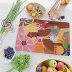 Woman with wine in floral garden Cutting Board Gallery Image 2