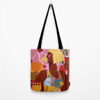 Woman with wine in floral garden Tote Bag Gallery Image 2