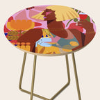 Woman with wine in floral garden Side Table Gallery Image 2