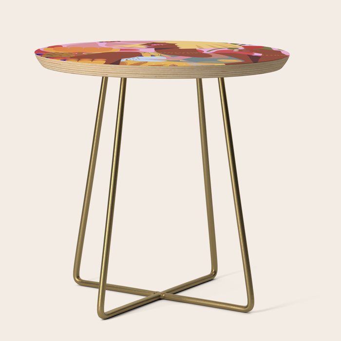 Woman with wine in floral garden Side Table Gallery Image 1
