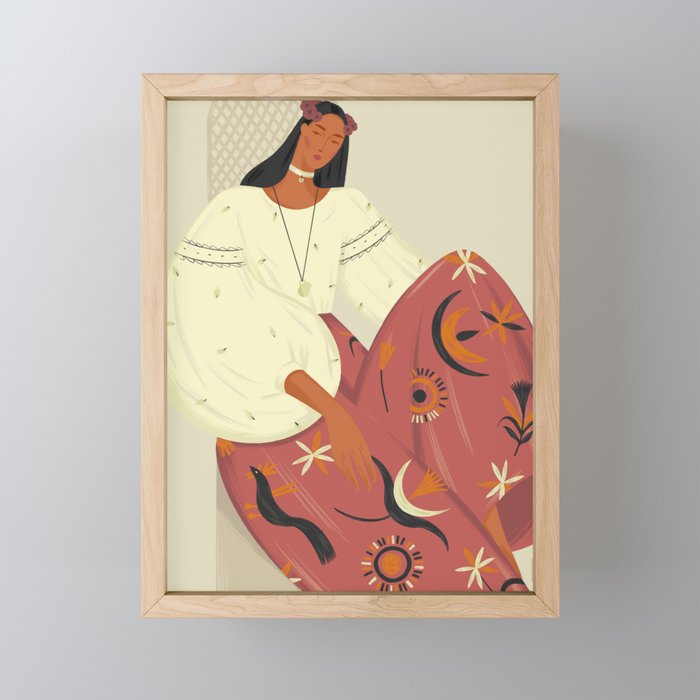 a girl in a national costume Mini Art Print Gallery Image 1