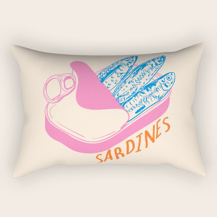 Pastel Sardines in Open Tin Can - Vintage Art Rectangular Pillow Gallery Image 2