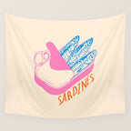 Pastel Sardines in Open Tin Can - Vintage Art Wall Tapestry Gallery Image 4