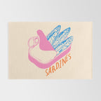 Pastel Sardines in Open Tin Can - Vintage Art Rug Gallery Image 2