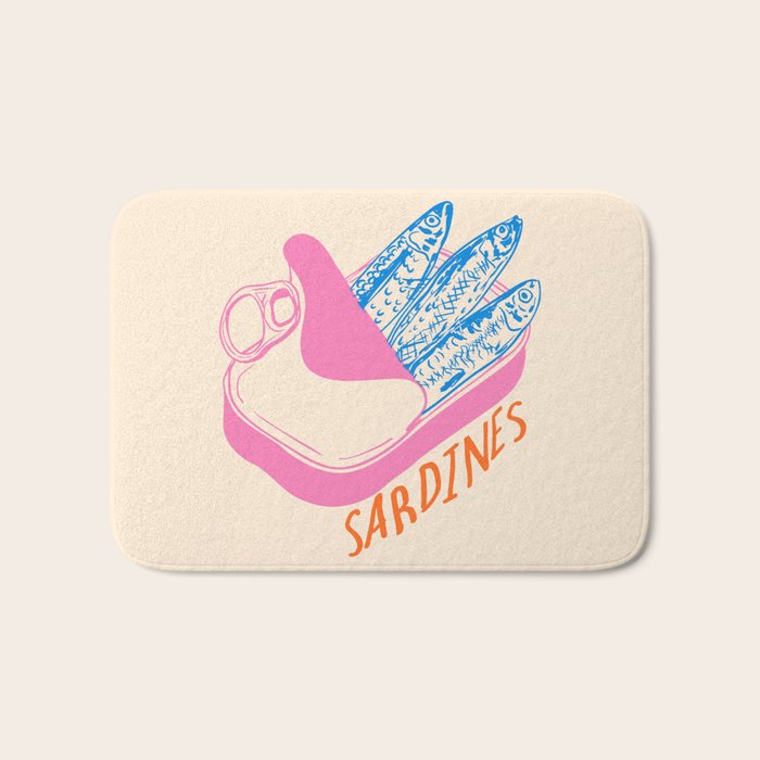 Pastel Sardines in Open Tin Can - Vintage Art Bath Mat Gallery Image 1