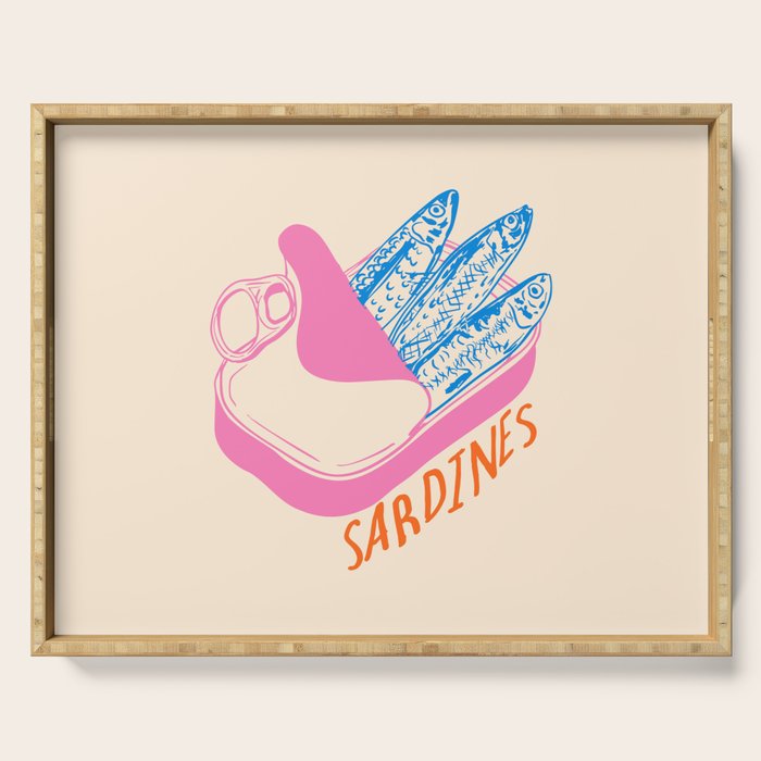 Pastel Sardines in Open Tin Can - Vintage Art Serving Tray Gallery Image 1