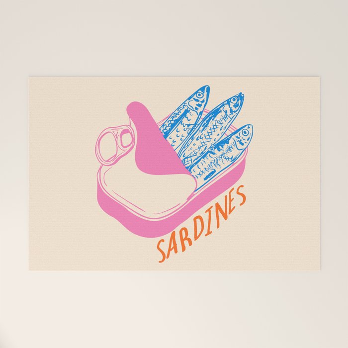 Pastel Sardines in Open Tin Can - Vintage Art Welcome Mat Gallery Image 1