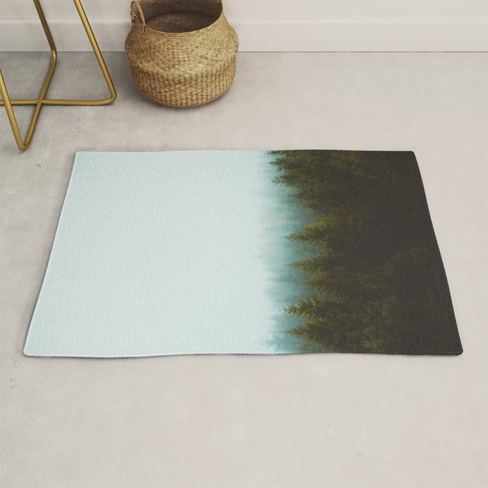 Landscape Pine Forest Green Evergreen Trees Minimalist Simple Landscape Rug Gallery Image 1