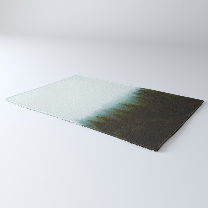 Landscape Pine Forest Green Evergreen Trees Minimalist Simple Landscape Rug Gallery Image 3