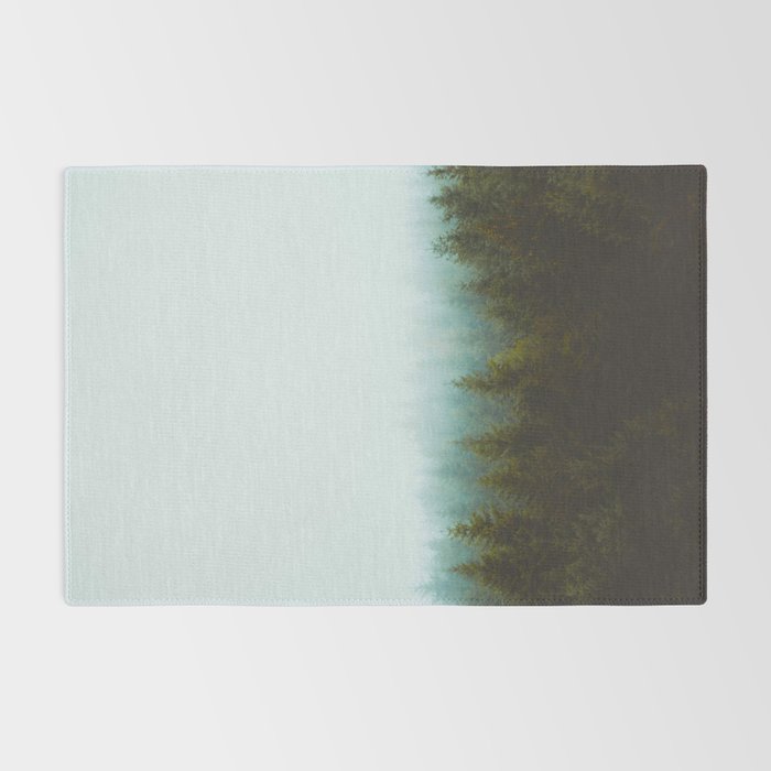 Landscape Pine Forest Green Evergreen Trees Minimalist Simple Landscape Rug Gallery Image 2