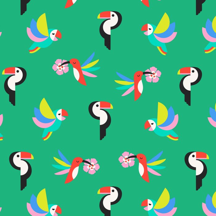 Happy Tropical Jungle Birds Toucan Hummingbird Parrot Green Coffee Mug Gallery Image 2