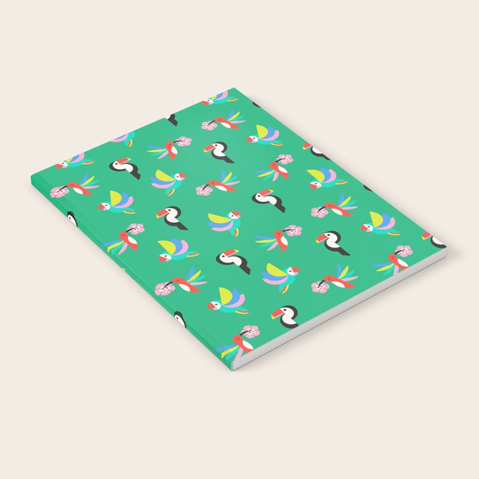 Happy Tropical Jungle Birds Toucan Hummingbird Parrot Green Notebook Gallery Image 2