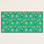 Happy Tropical Jungle Birds Toucan Hummingbird Parrot Green Desk Mat Gallery Image 3