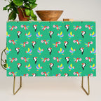 Happy Tropical Jungle Birds Toucan Hummingbird Parrot Green Credenza Gallery Image 1