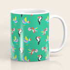 Happy Tropical Jungle Birds Toucan Hummingbird Parrot Green Coffee Mug Gallery Image 1