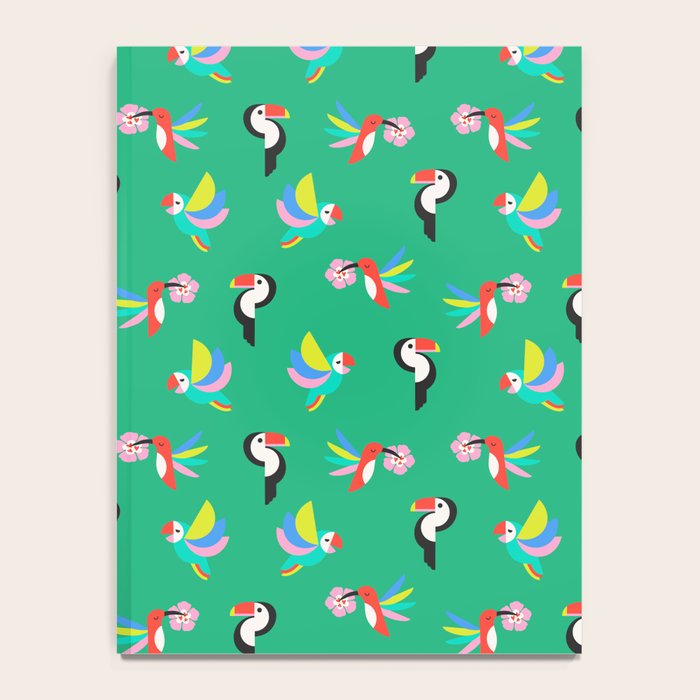 Happy Tropical Jungle Birds Toucan Hummingbird Parrot Green Notebook Gallery Image 4