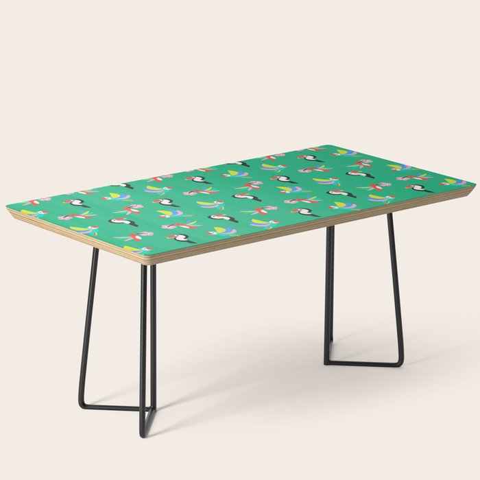 Happy Tropical Jungle Birds Toucan Hummingbird Parrot Green Coffee Table Gallery Image 1