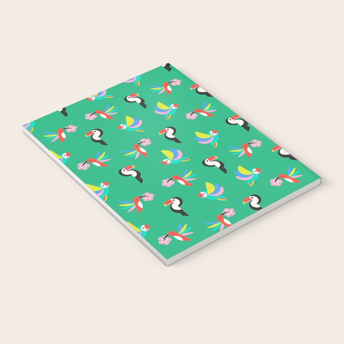 Happy Tropical Jungle Birds Toucan Hummingbird Parrot Green Notebook Gallery Image 3