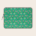 Happy Tropical Jungle Birds Toucan Hummingbird Parrot Green Laptop Sleeve Gallery Image 1