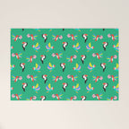 Happy Tropical Jungle Birds Toucan Hummingbird Parrot Green Welcome Mat Gallery Image 1