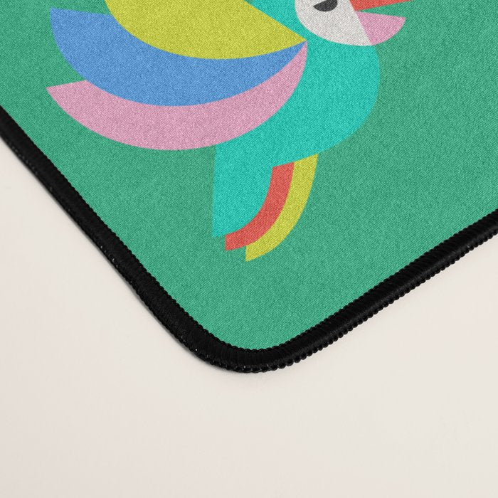 Happy Tropical Jungle Birds Toucan Hummingbird Parrot Green Desk Mat Gallery Image 4