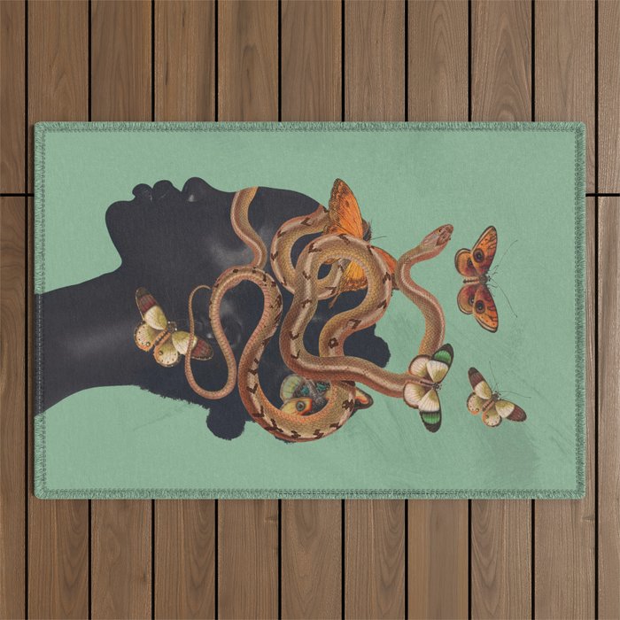 Snake and Butterflies 2 Outdoor Rug Gallery Image 1
