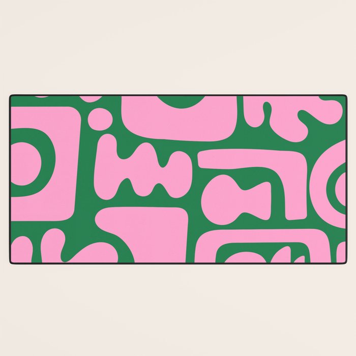 Abstract Green & Pink Decoupage Cutouts Desk Mat Gallery Image 3