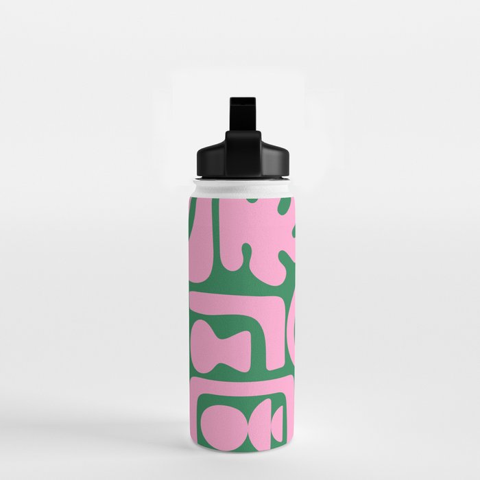Abstract Green & Pink Decoupage Cutouts Water Bottle Gallery Image 2