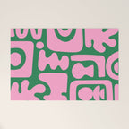 Abstract Green & Pink Decoupage Cutouts Welcome Mat Gallery Image 1