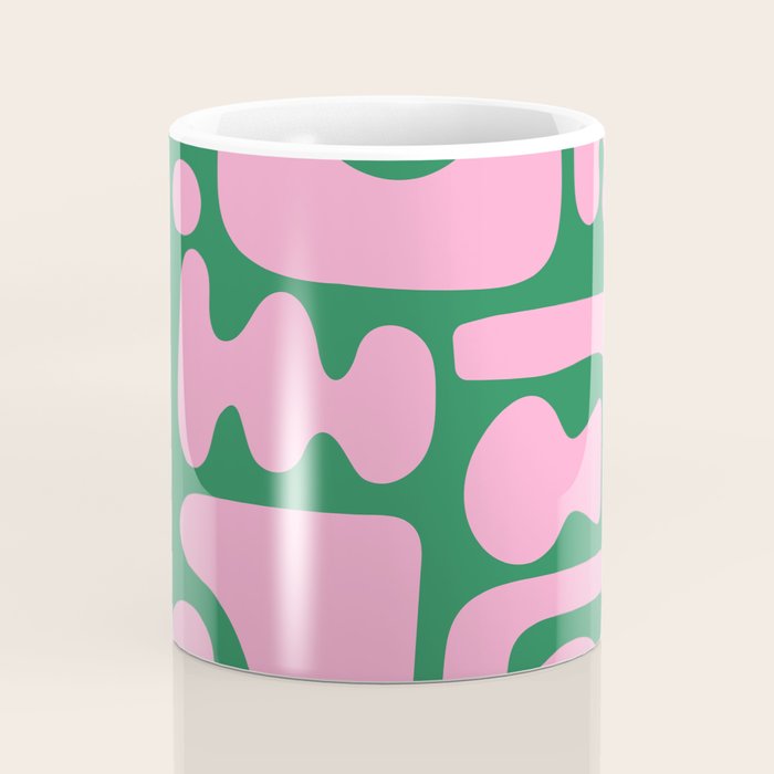 Abstract Green & Pink Decoupage Cutouts Coffee Mug Gallery Image 4