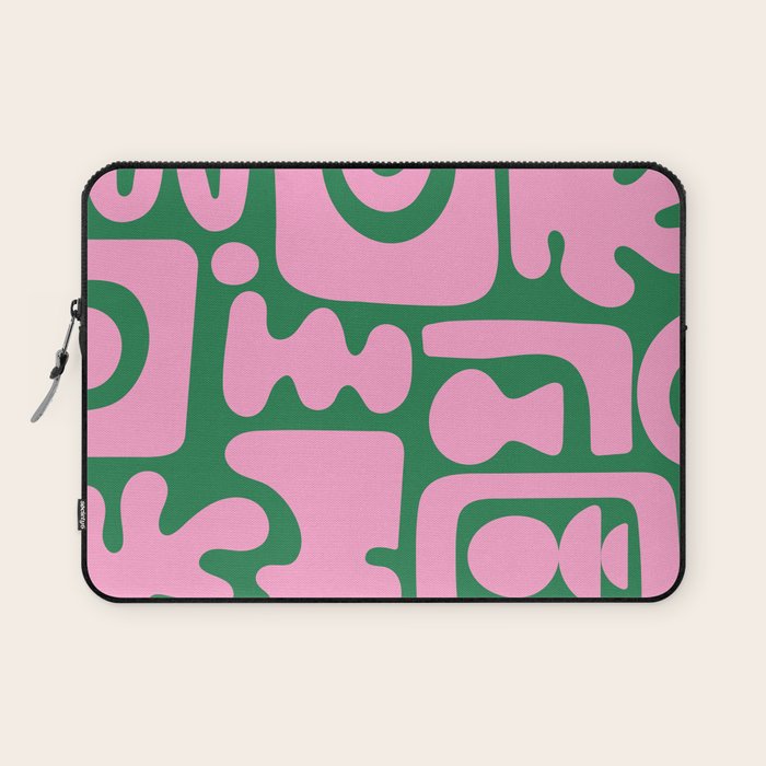Abstract Green & Pink Decoupage Cutouts Laptop Sleeve Gallery Image 1