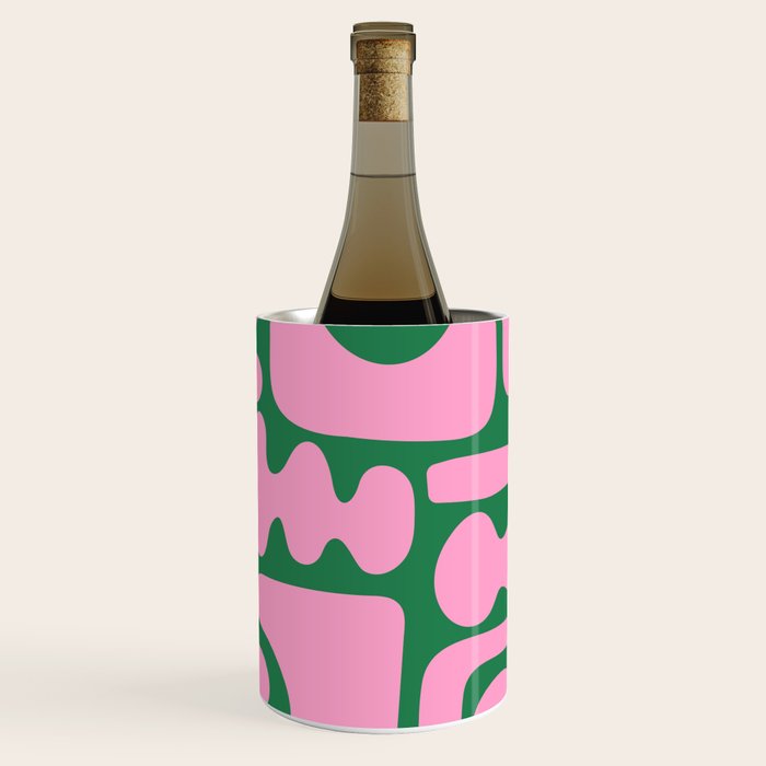 Abstract Green & Pink Decoupage Cutouts Wine Chiller Gallery Image 1