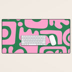 Abstract Green & Pink Decoupage Cutouts Desk Mat Gallery Image 1