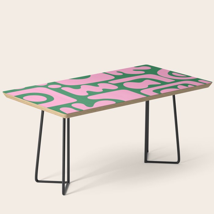 Abstract Green & Pink Decoupage Cutouts Coffee Table Gallery Image 1