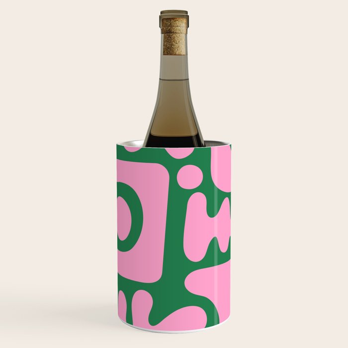 Abstract Green & Pink Decoupage Cutouts Wine Chiller Gallery Image 2