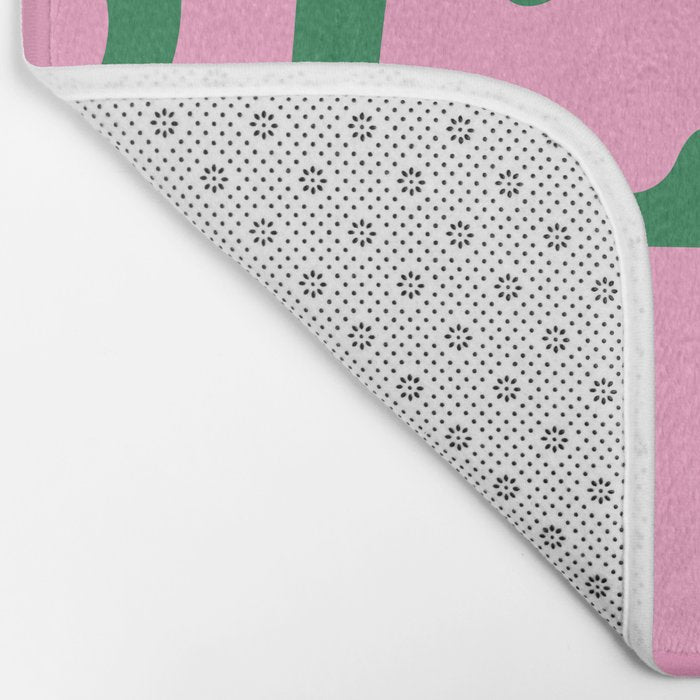 Abstract Green & Pink Decoupage Cutouts Bath Mat Gallery Image 2