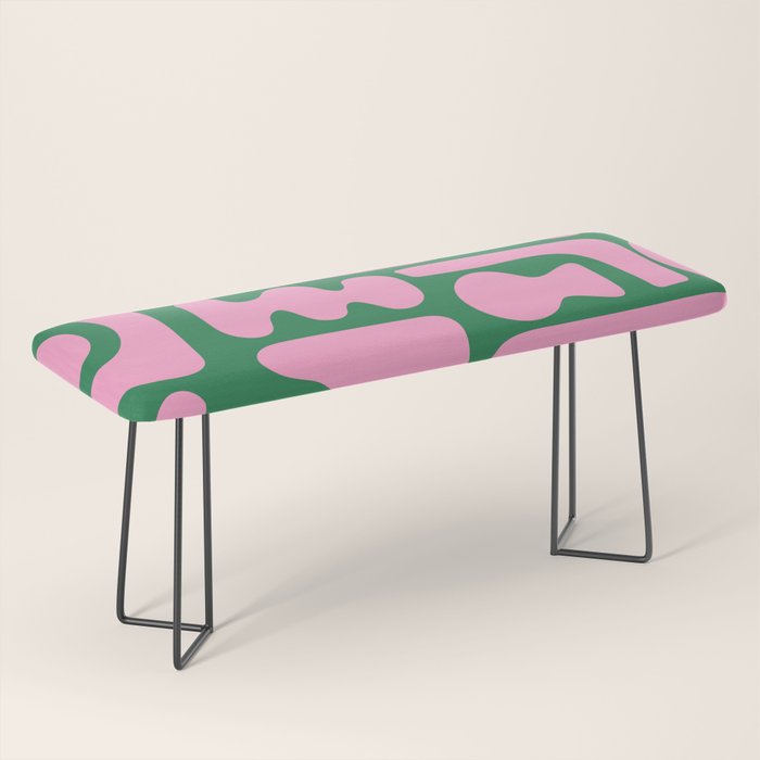 Abstract Green & Pink Decoupage Cutouts Bench Gallery Image 1