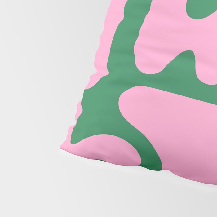 Abstract Green & Pink Decoupage Cutouts Pillow Sham Gallery Image 4