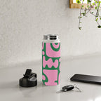 Abstract Green & Pink Decoupage Cutouts Water Bottle Gallery Image 4