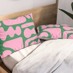 Abstract Green & Pink Decoupage Cutouts Pillow Sham Gallery Image 2