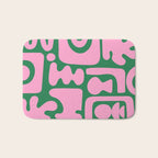 Abstract Green & Pink Decoupage Cutouts Bath Mat Gallery Image 1