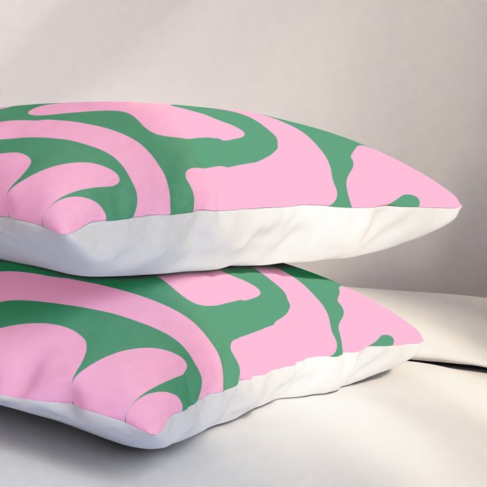Abstract Green & Pink Decoupage Cutouts Pillow Sham Gallery Image 3