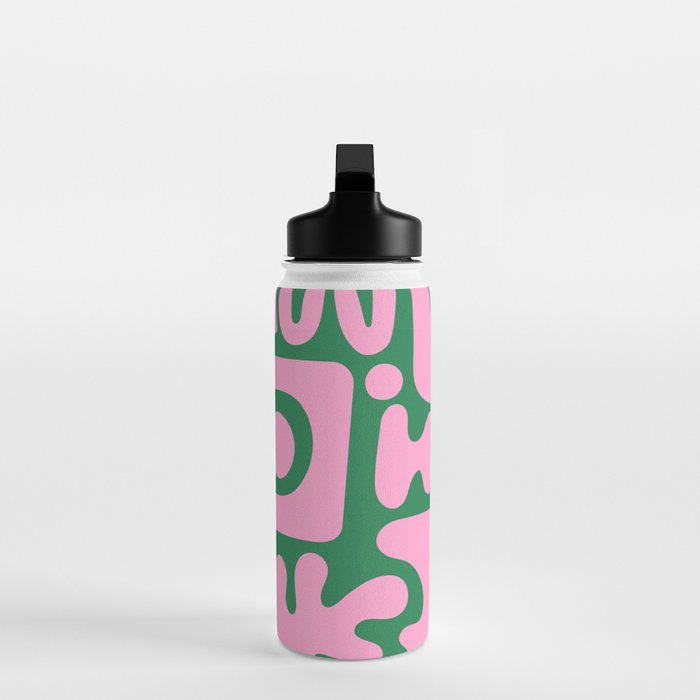 Abstract Green & Pink Decoupage Cutouts Water Bottle Gallery Image 3